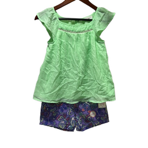 Copper key & Faded glory green & floral purple girls size 8 GUC..